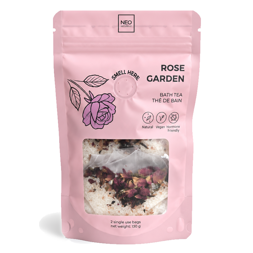Neo Naturelle Rose Garden Bath Tea with mineral salts and rose petals