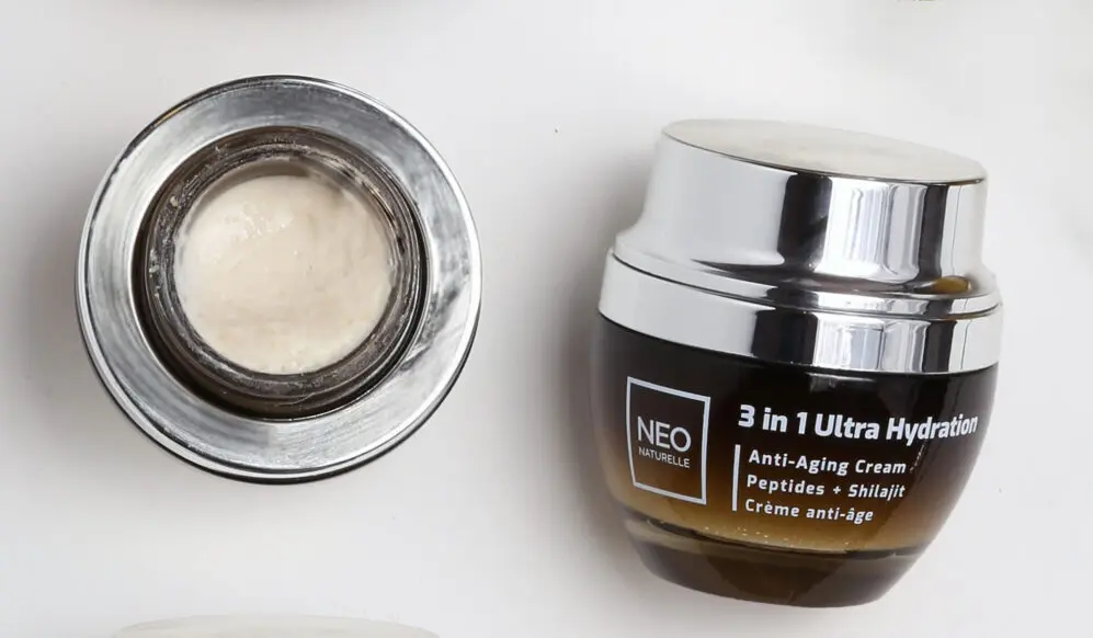 Neo Naturelle 3 in 1 Ultra Hydration Cream, open, showcasing the luxurious cream texture elegantly displayed