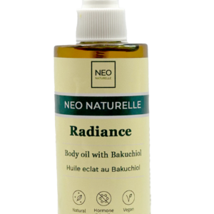 Radiance Body Oil with Bakuchiol by Neo Naturelle, upright bottle on a clean background